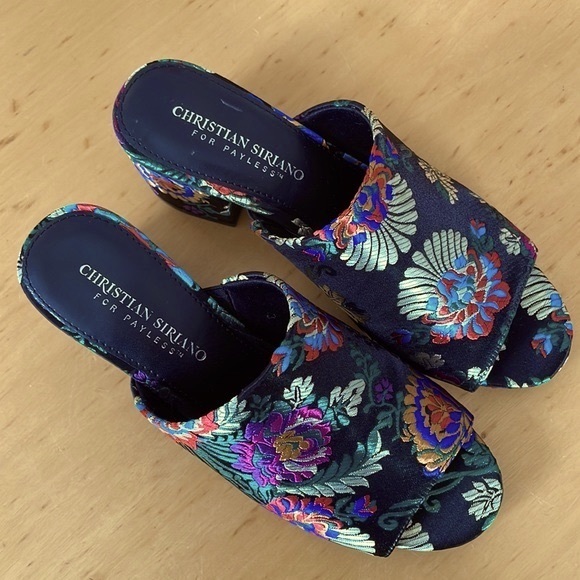 CHRISTIAN SIRIANO for Payless Brocade Chunky Satin Multicolor Sandals Size 7 - Picture 4 of 8